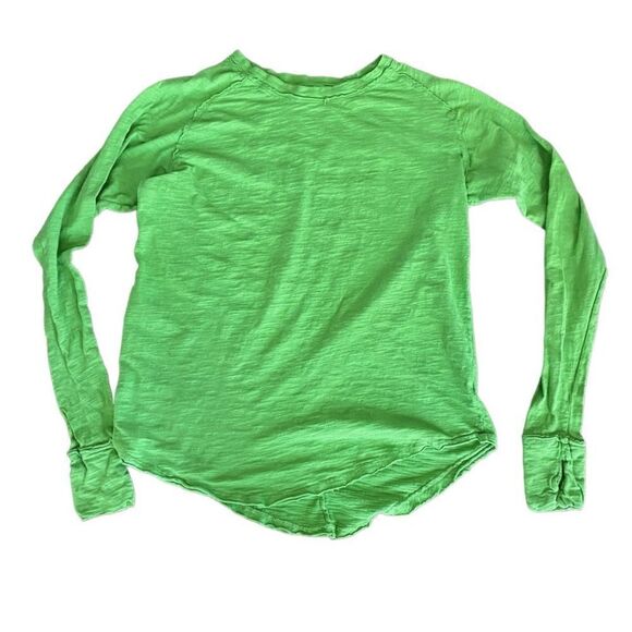We the Free Arden Long Sleeve Tee XS Leaf Green Oversized - Picture 1 of 6